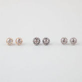 Thumbnail for your product : Full Tilt 3 Pairs Floral Rhinestone Stud Earrings
