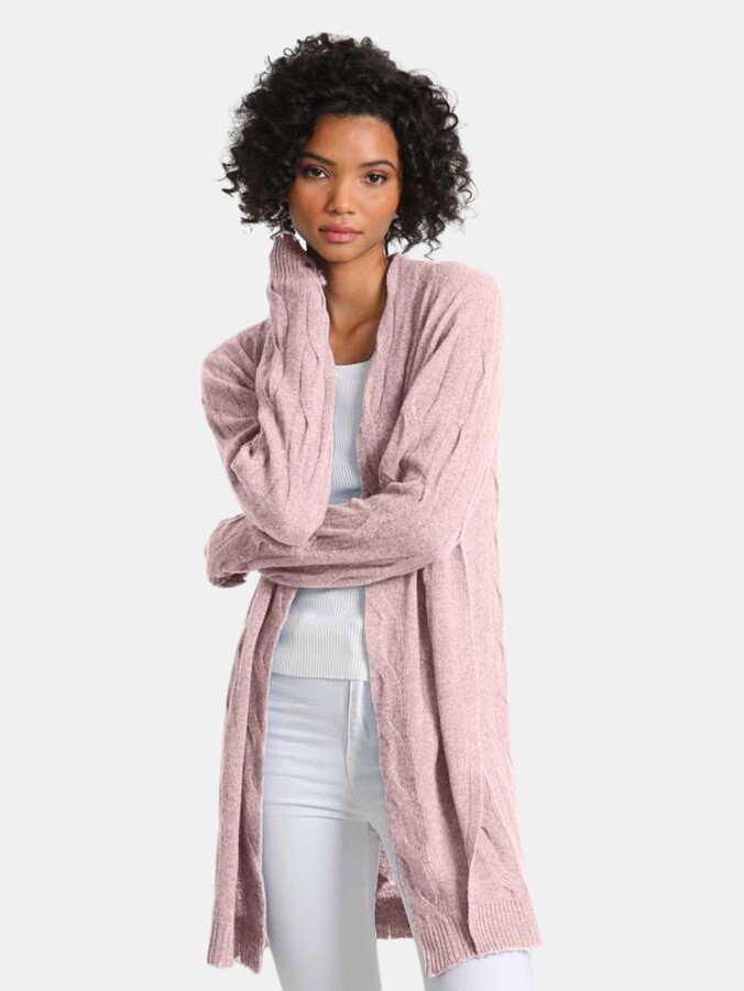 Minnie Rose Cashmere Frayed Cable Duster - ShopStyle Jackets