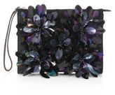 Thumbnail for your product : Marni Flower-Embellished Oversized Leather & Denim Clutch