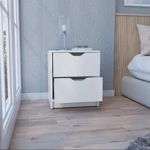 TIRAMISUBEST2DrawersNightstandEndTableSideTablePullOutSystemWhite