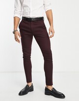 Thumbnail for your product : ASOS DESIGN super skinny wool mix suit pants in burgundy herringbone