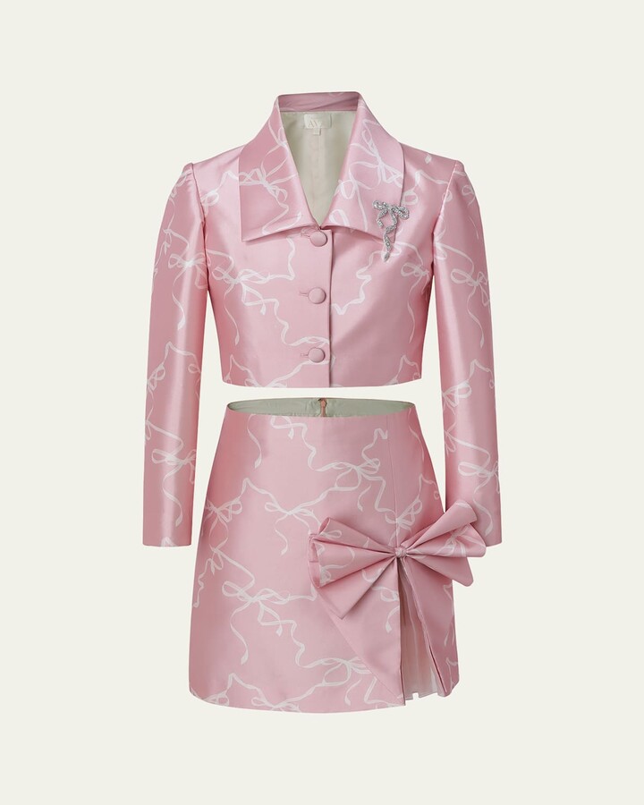 Maison Ava Girl's Vivienne Embellished Bow Two-Piece Set, Size 12-14