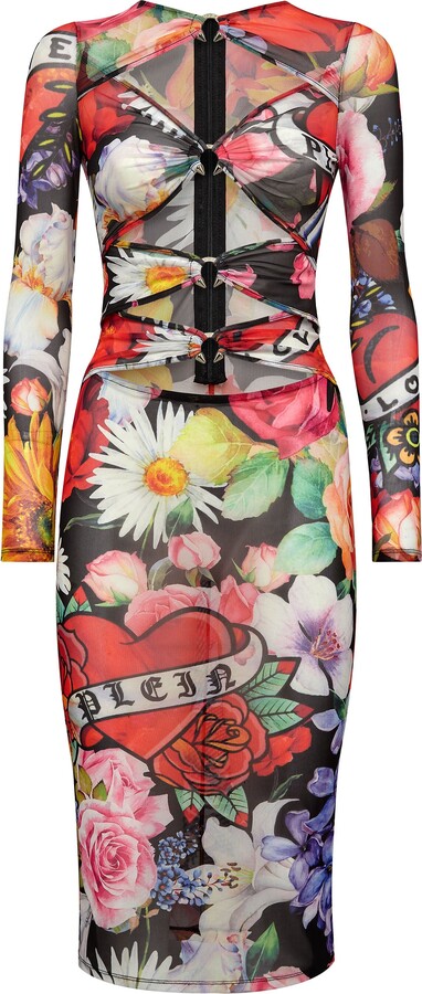 Philipp Plein Long Dress Love Flowers