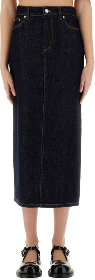 Moschino Classic High-Waisted Long Denim Skirt