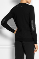 Thumbnail for your product : Maison Martin Margiela 7812 Maison Martin Margiela Leather-trimmed wool and cotton-blend sweater