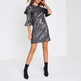 Thumbnail for your product : River Island Womens Silver foil frill T-shirt dress