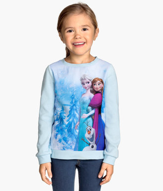 H&M Sweatshirt with Printed Design - Light blue/Frozen - Kids