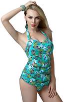 Thumbnail for your product : Foclassy Women's Retro Slim Push Up Plus Size One piece Halter Neck Vintage Swimsuit Swimwear Bathing suit