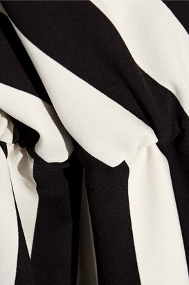 Marc Jacobs Wrap-effect Striped Crepe Dress - Black