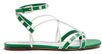 Valentino Free Rockstud Leather Sandals - Womens - Green White