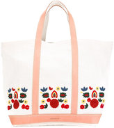 Vanessa Bruno - leather-trimmed embroidered tote - women - Lin/Cuir - Taille Unique