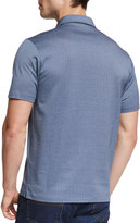Thumbnail for your product : Ermenegildo Zegna Houndstooth Short-Sleeve Polo Shirt, Navy