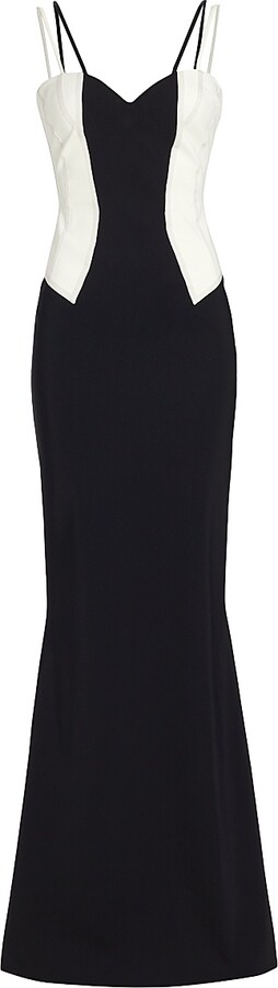 Women's Roro Bi-Colored Jersey Gown - Black And Cream - Size 12