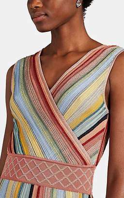 Missoni Women's Metallic Striped Rib-Knit Midi-Dress - Pink