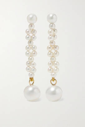 Sophie Bille Brahe Tresse 14-karat Gold Pearl Earrings - one size