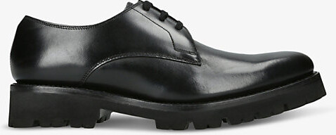 Grenson Mens Black Gardener Lace-Up Leather Derby Shoes Eur 44 / 10 Uk Men