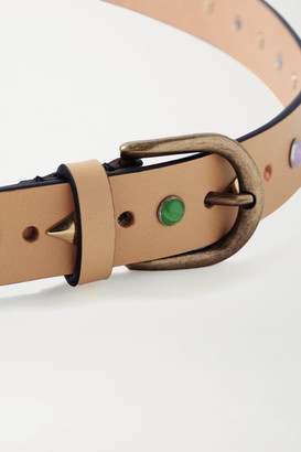 Isabel Marant Zap Studded Leather Belt - Beige