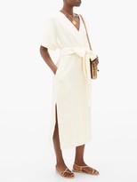 Thumbnail for your product : Loup Charmant Kichi Cotton-seersucker Wrap Dress - Cream