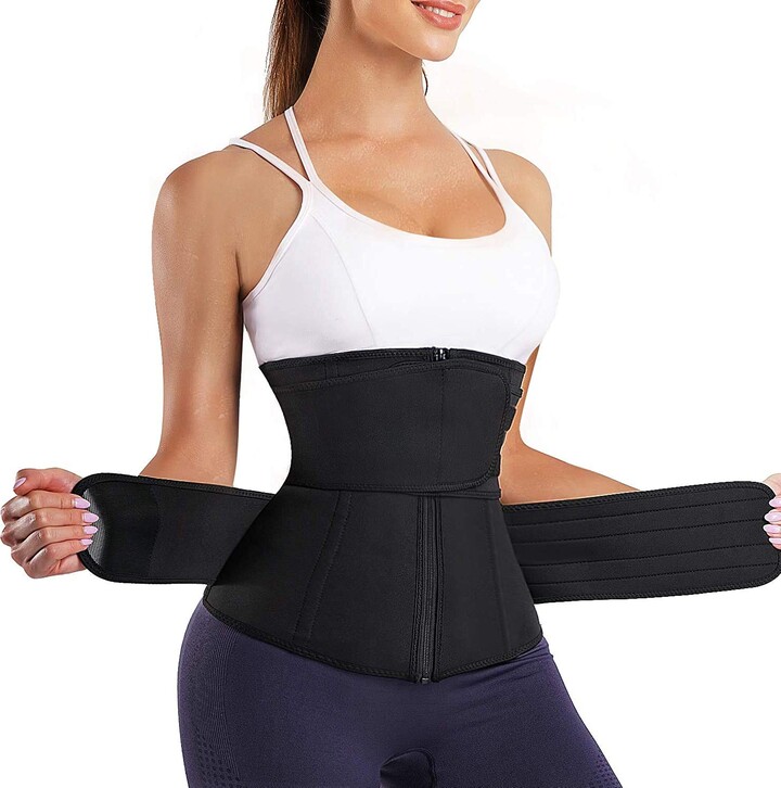 Gotoly Waist Trainer Trimmer for Women Weight Loss Sauna Sweat Workout  Corset Tummy Control Cincher Belt Body Shaper (Black - ShopStyle Shapewear