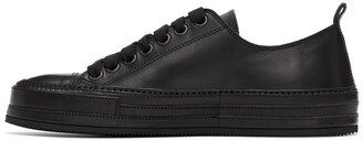 Ann Demeulemeester Black Oil Leather Sneakers