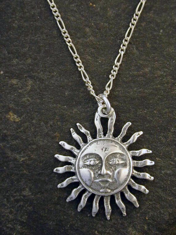 Etsy sterling Silver Sun Pendant On Chain