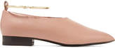 Thumbnail for your product : Jil Sander Embellished Leather Point-toe Flats - Beige
