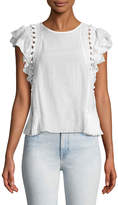 Thumbnail for your product : Sea Khloe Crochet Pompom Sleeveless Cotton-Blend Top