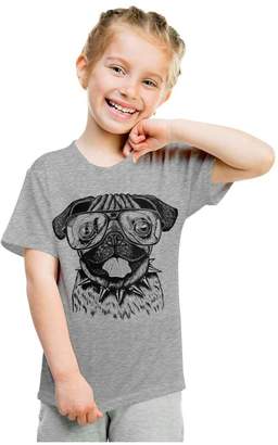 Crazy Dog T-shirts Crazy Dog Tshirts Youth Funny Pug Wearing Glasses Dog T-Shirt for Kids -S