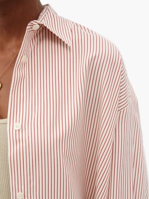 Isabel Marant Macali Striped Side-slit Silk Shirt - Red White