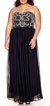 My Michelle Strapless Beaded Dress - Juniors Plus