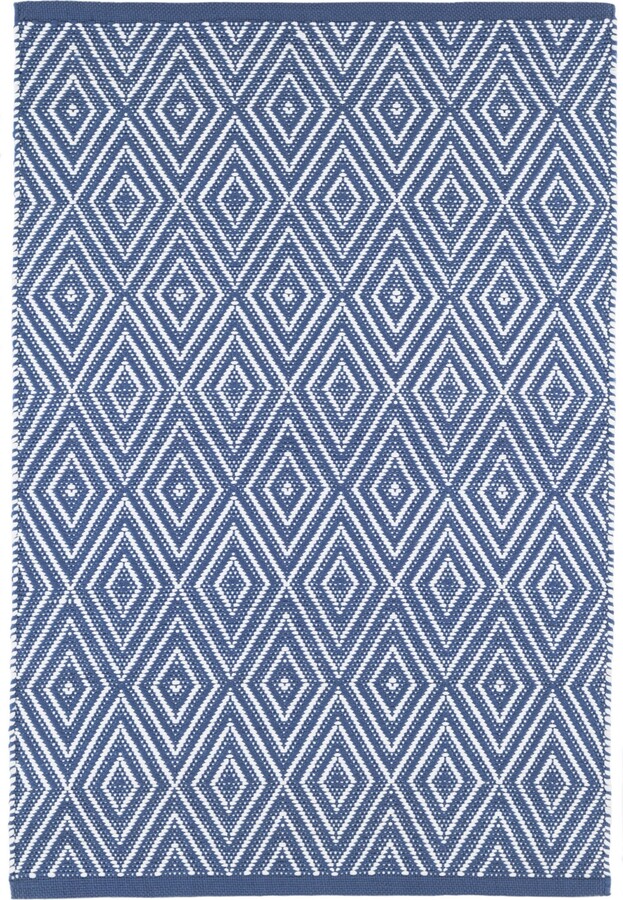 Dash and Albert Rugs by Annie Selke Diamond Indoor/Outdoor RDB098 8'x10' Area Rug - Blue, White
