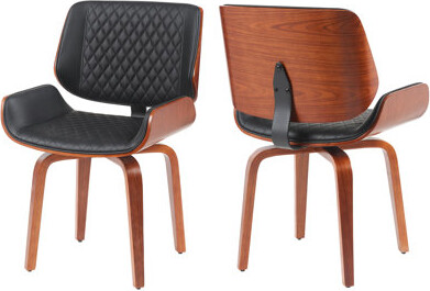 Hokku Designs 360 Swivel Mid - Century Modern Dining Chair Of 2 Ergonomic Pu Leather Upholstered Gray Brown Wood Grain Beige Diamond Stitch For Office Conference