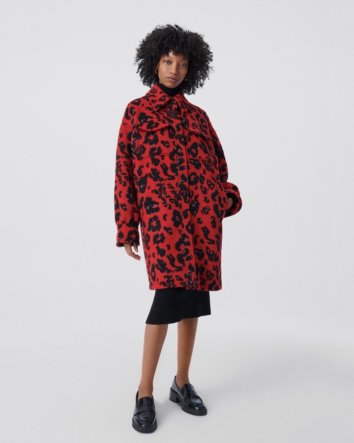 leopard print wool coat
