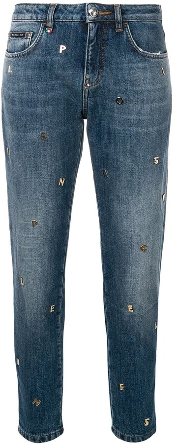 slimming rag patch spliced jeans