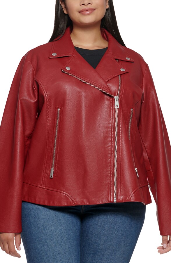 Women`s Red Biker Leather Jacket – LEATHER REPUBLIC