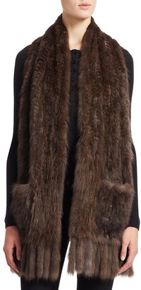 The Fur Salon Fringed Knitted Sable Fur Stole