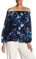 Thumbnail for your product : Nicole Miller Smocked Off-the-Shoulder Silk Blouse
