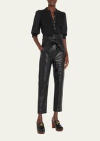 Thumbnail for your product : Veronica Beard Izera Straight-Leg Paper Bag Leather Pants