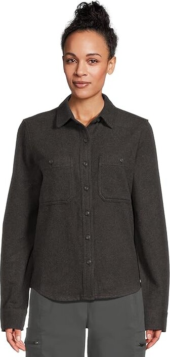 Mountain Hardwear Plushertm Long Sleeve Shirt Women's Clothing Purple Dusk Wyoming Plaid : SM, Cotton