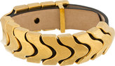 Thumbnail for your product : Alexander McQueen Black Leather Gold Link Bracelet