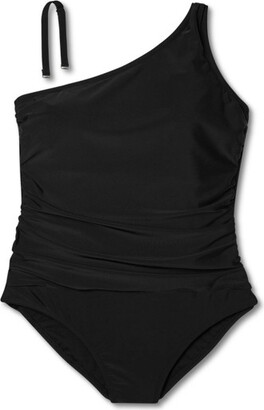 Women' Tummy Control One Shoulder Ruched Full Coverage One Piece Swimuit -  Kona Sol™ Black M - ShopStyle
