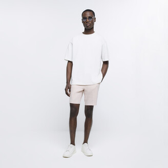 River Island Mens Pink Slim Fit Textured Smart Shorts