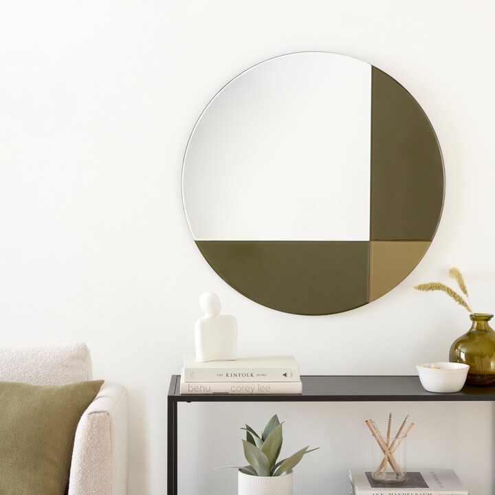 Dunelm Elements Round Coloured Glass Wall Mirror, 70cm Green ShopStyle