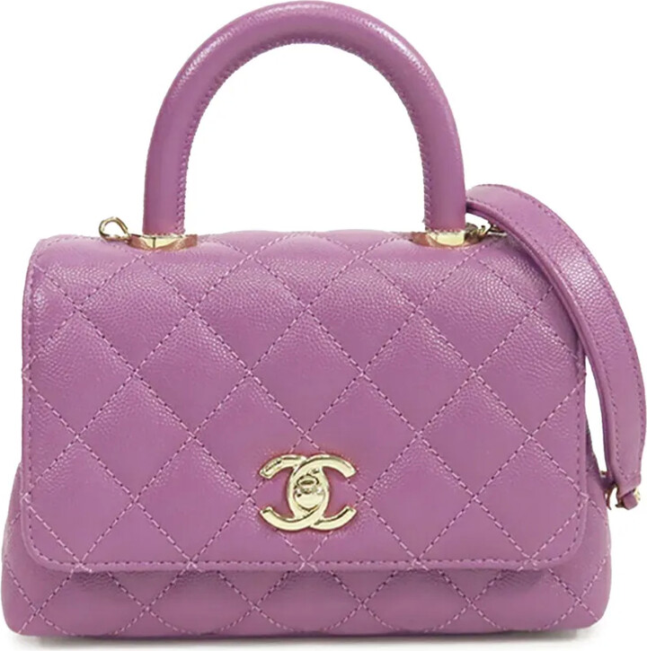 Chanel Pre Owned 2021-2025 Extra Mini Caviar Coco Top Handle Bag satchel