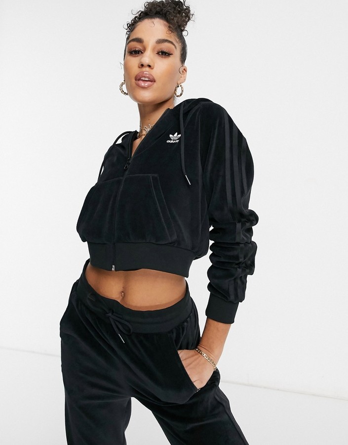 adidas 'Relaxed Risqué' velour zip through hoodie - ShopStyle Activewear  Tops