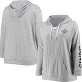 Thumbnail for your product : Fanatics Women's Plus Size Heathered Gray New Orleans Saints Lace-Up Pullover Hoodie