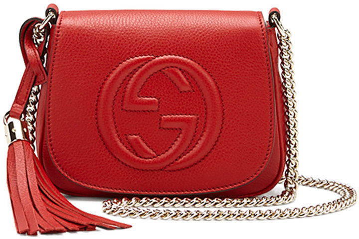 Gucci Soho Leather Chain Crossbody Bag, Red - ShopStyle