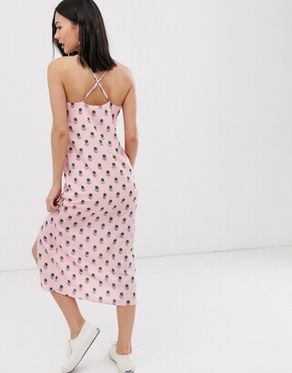 Daisy Street cami strap midi dress with thigh split in graphic polka dot