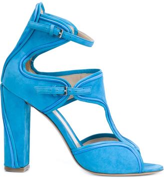 Monique Lhuillier buckled chunky high heel sandals