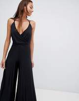 Thumbnail for your product : ASOS Design Jersey Jumpsuit With Blouson Drape Bodice And Pleated Wide Leg